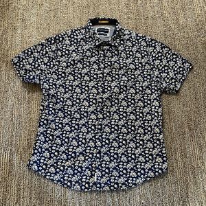 Denim and Flower Mens Printer Button down
